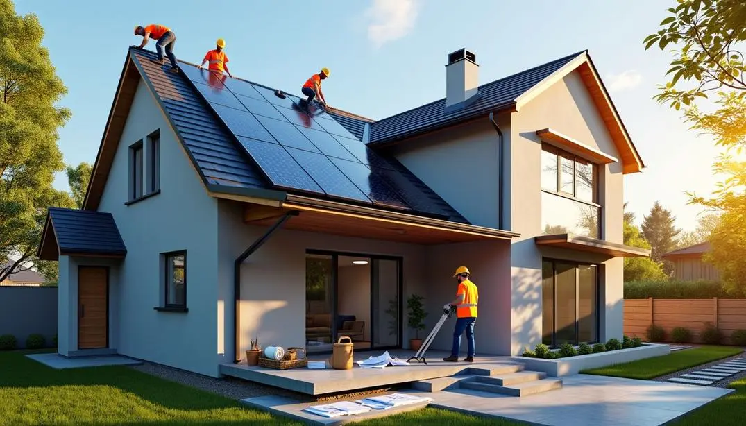 House with solar panels on the roof