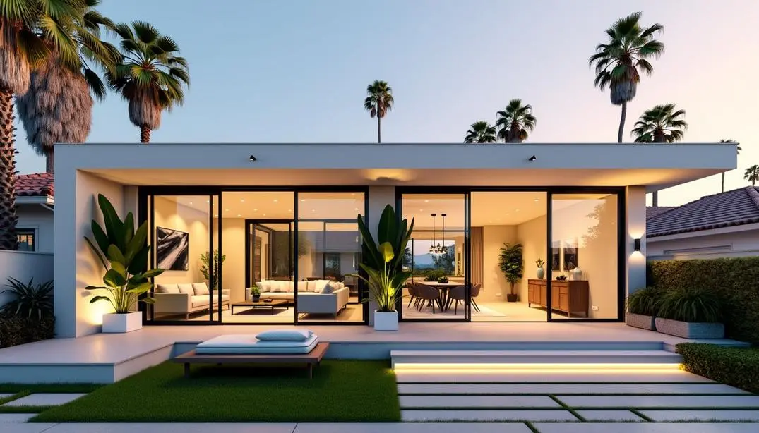 Spacious living area with glass walls